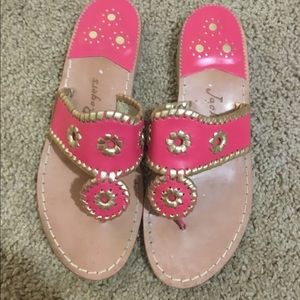 Jack Rodgers Hot Pink and Gold Shoes 7 1/2